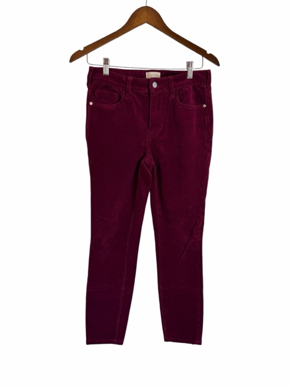 Anthropologie Pilcro Wine Corduroy High-Rise Skinny Pants Women’s Sz 27 - Picture 2 of 12